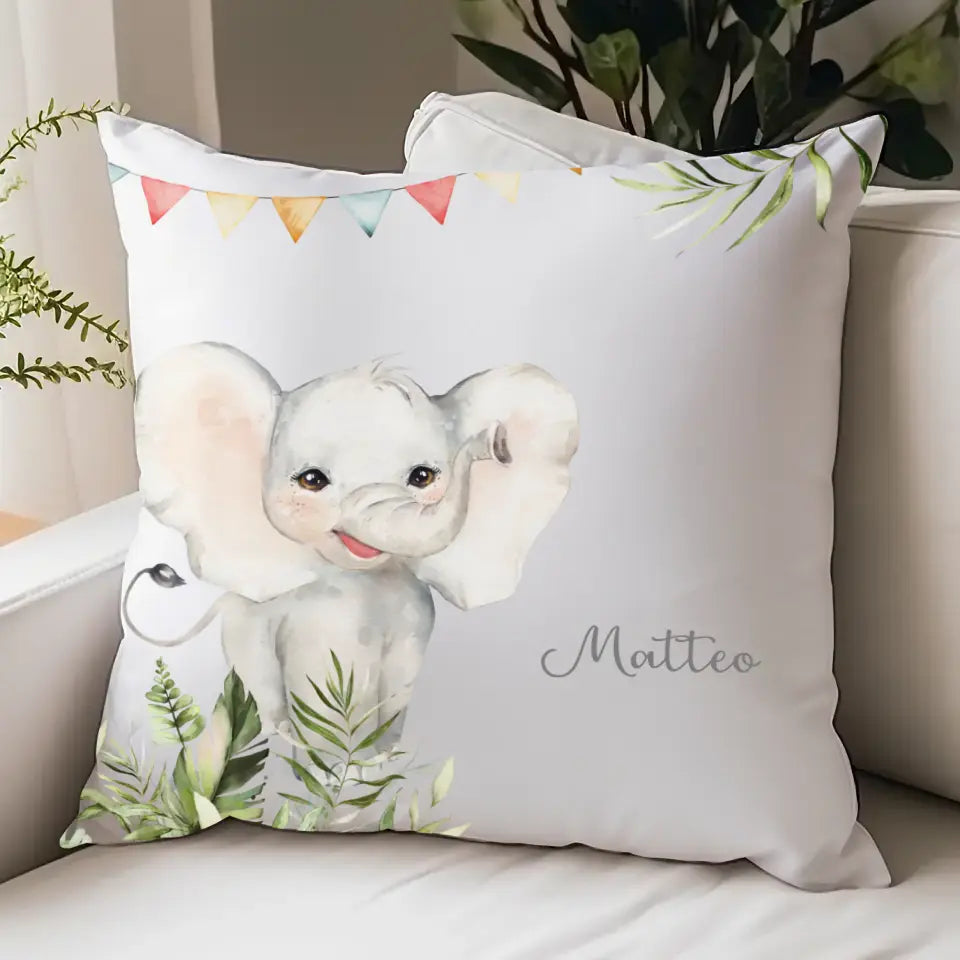 Kinderkissen Elefant personalisiert, Namenskissen Kissen - Jersey Jersey