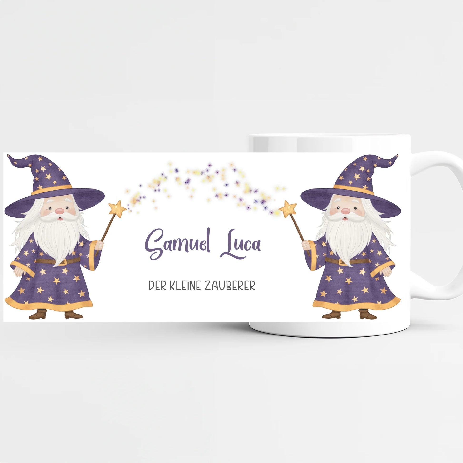 Kindertasse Halloween Zauberer personalisiert mit Namen Tasse (Keramik) weiss bedruckt Höhe: 9,5 cm, Durchmesser: 8 cm, Volumen: 325 ml