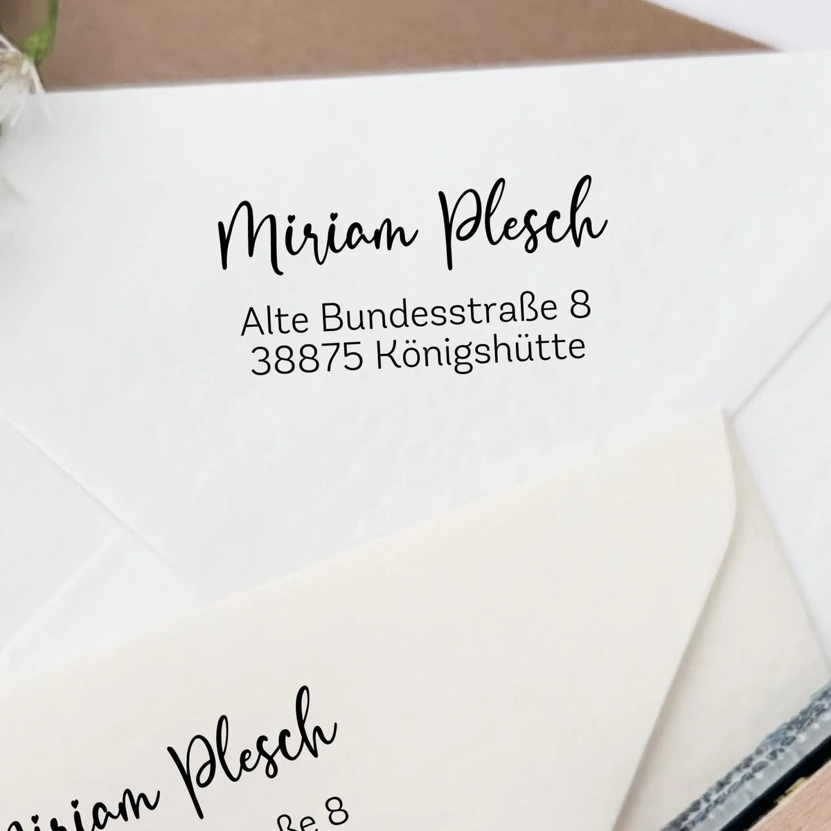 Adressstempel "Plesch" Adressstempel Holzstempel 60x30 mm