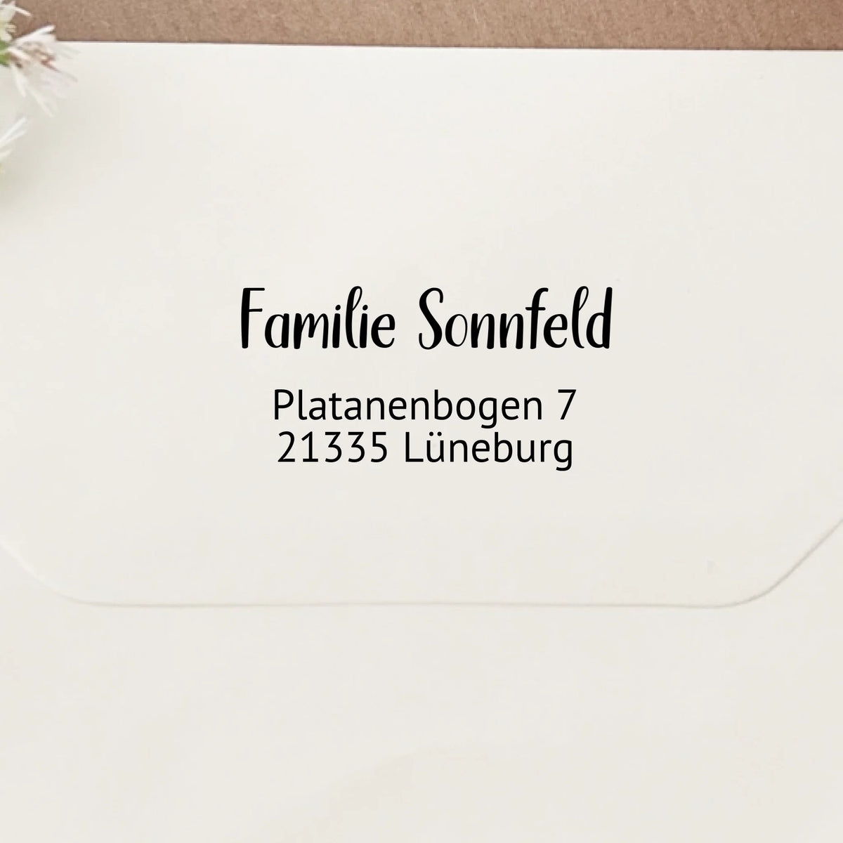 Adressstempel "Sonnfeld" Adressstempel Selbstfärbender Stempel 58x22 mm