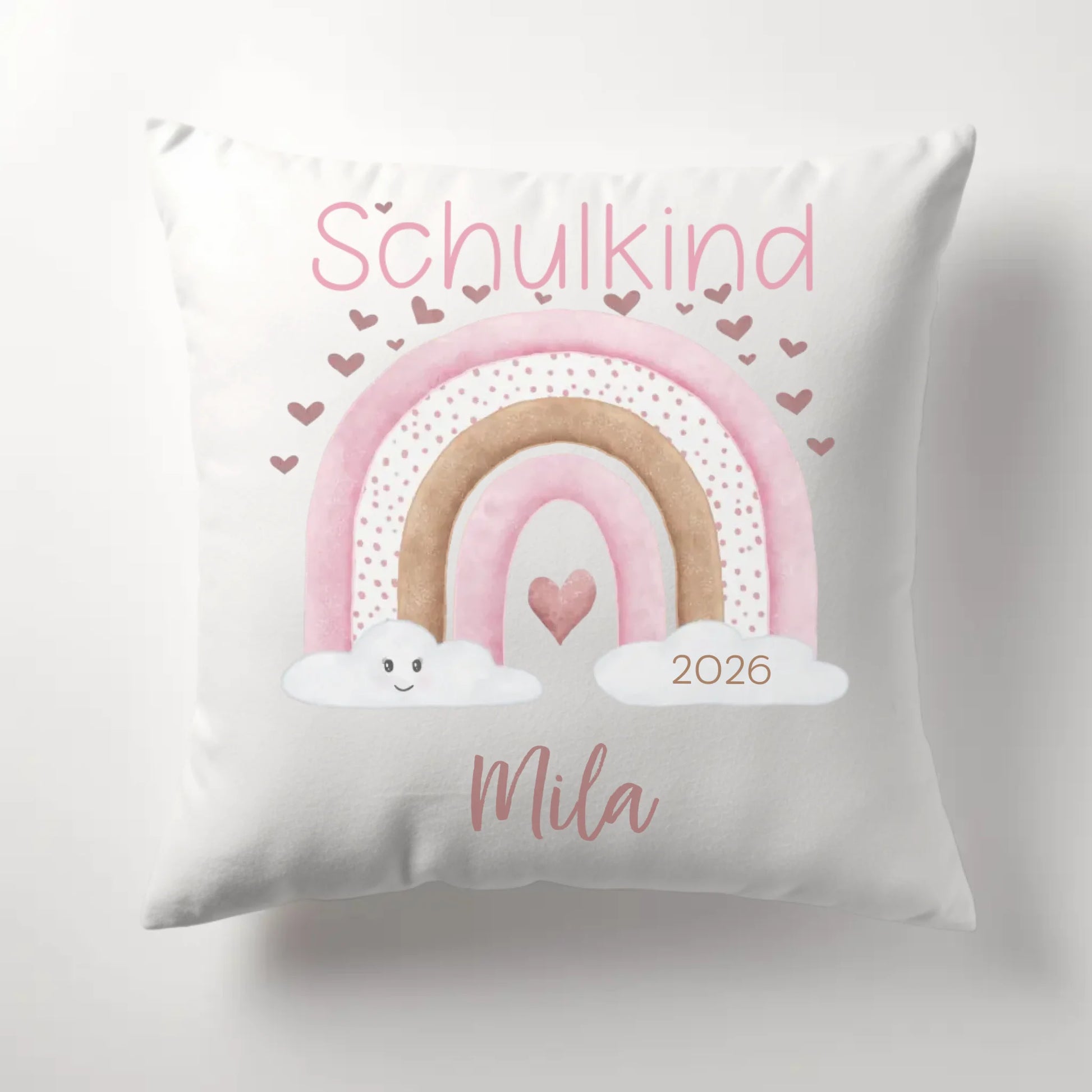 Kinderkissen zur Einschulung, Regenbogen mit Herzen Kissen - Plüsch Plüsch