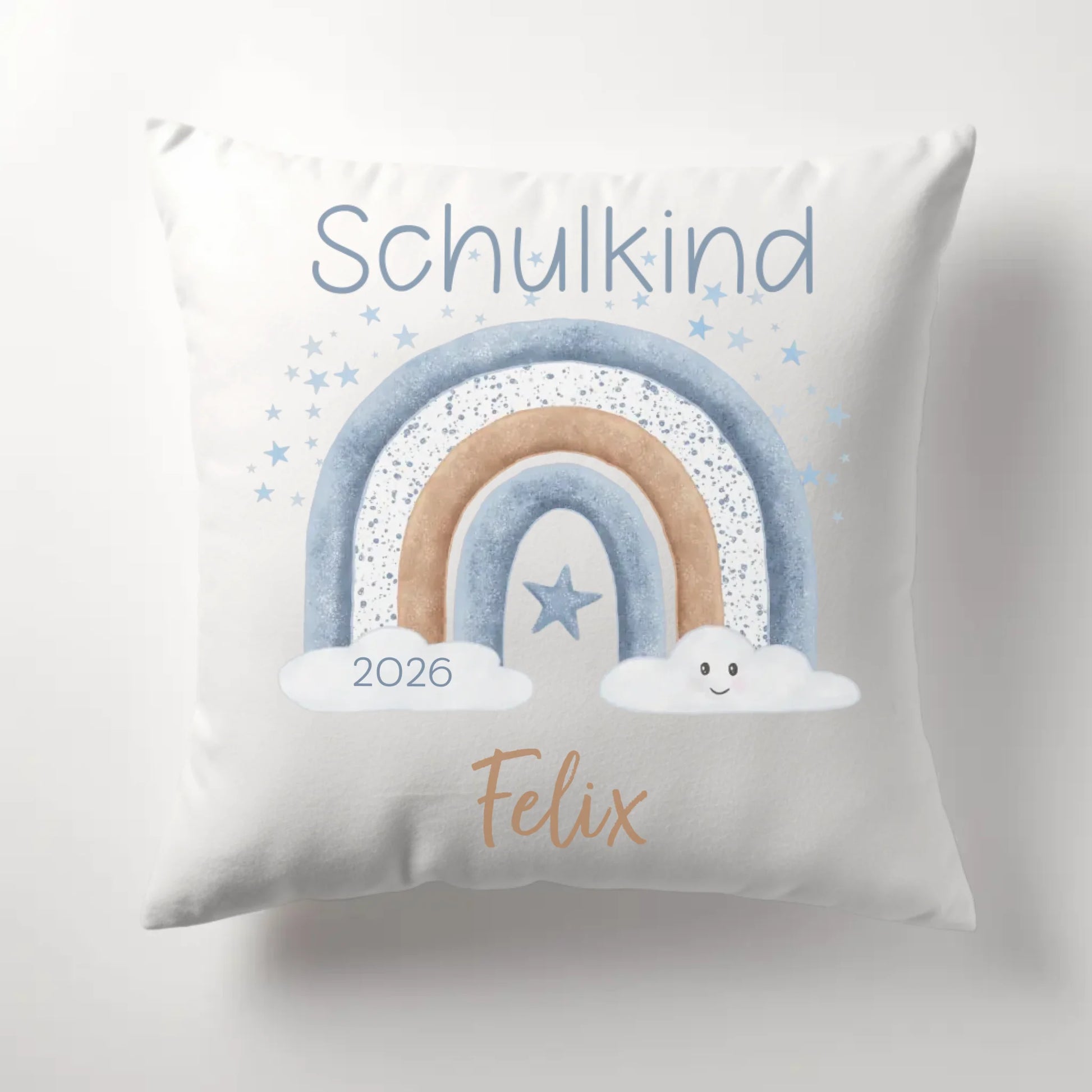 Kinderkissen zur Einschulung, Regenbogen mit Sterne Kissen - Plüsch Plüsch