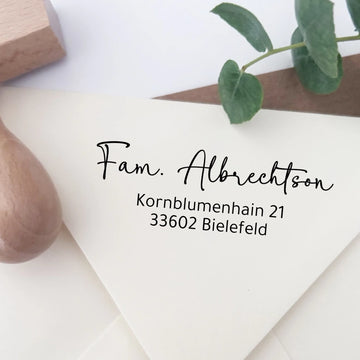Adressstempel "Albrechtson" Stempel 60x30 mm Holzstempel 60x30 mm
