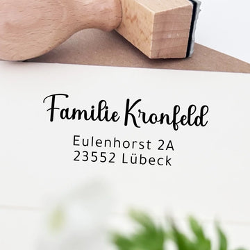 Adressstempel "Kronfeld" Stempel 60x30 mm Holzstempel 60x30 mm