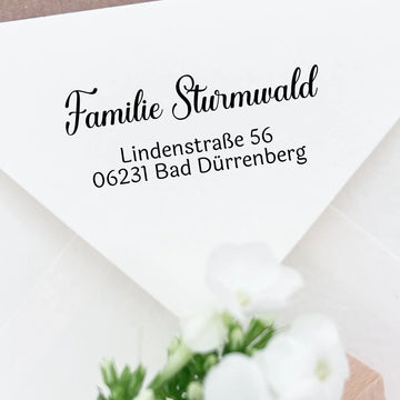 Adressstempel "Sturmwald" Stempel 60x30 mm Holzstempel 60x30 mm