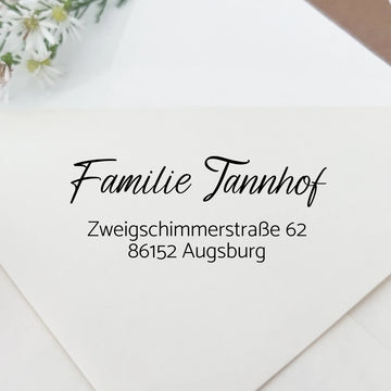 Adressstempel "Tannhof" Stempel 60x30 mm Holzstempel 60x30 mm