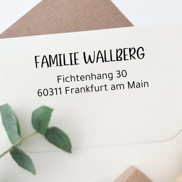 Adressstempel "Wallberg" Stempel 60x30 mm Holzstempel 60x30 mm